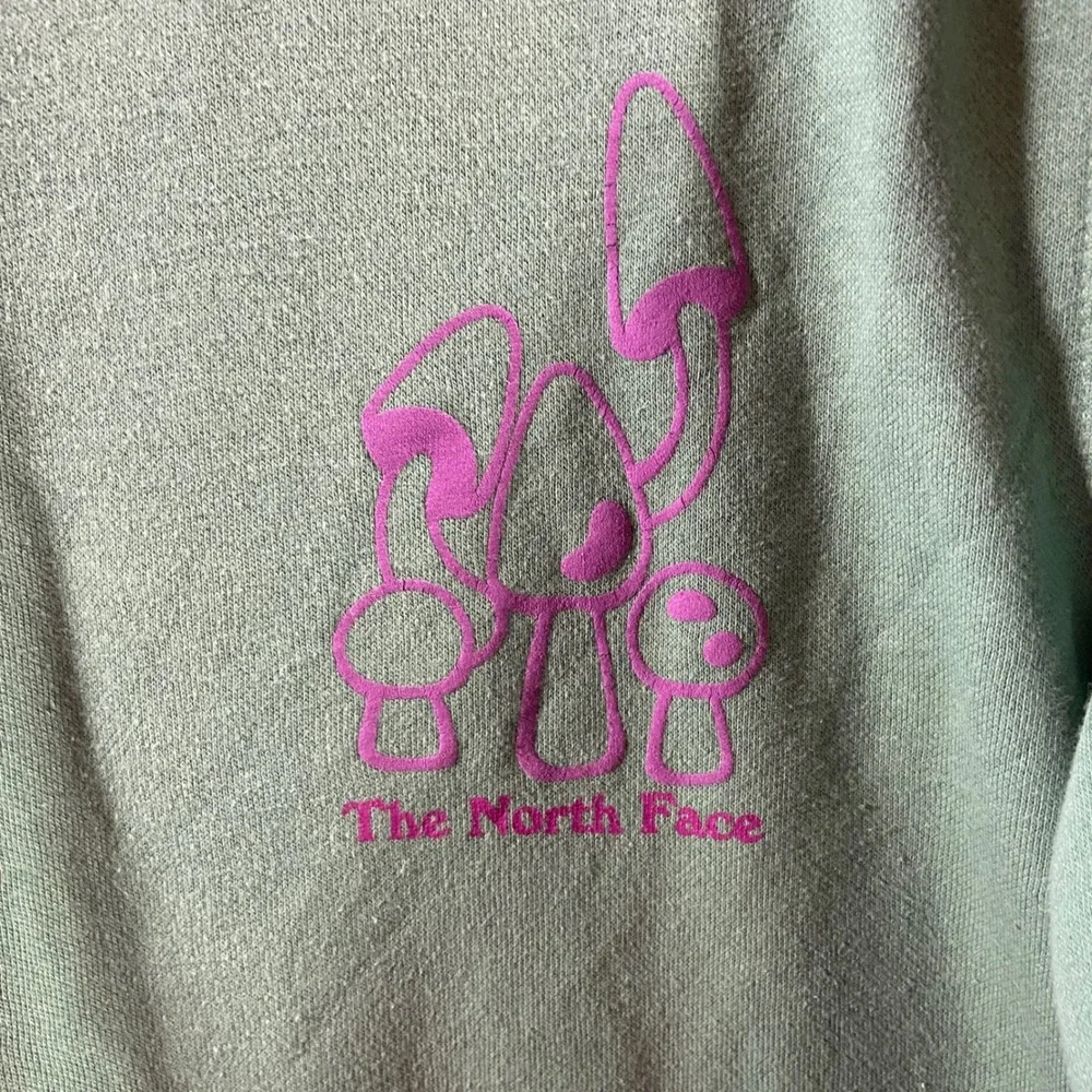 The North Face men cotton crewneck large green Graphic Mushroom Pullover sweater